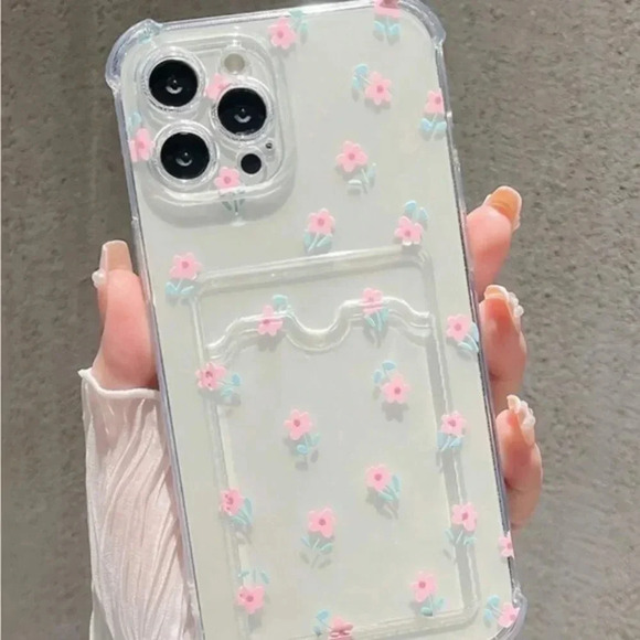 ⚠️Clearance🌟iPhone 14/Pro/Pro Max Floral Phone Case With Card Holder - Picture 3 of 4